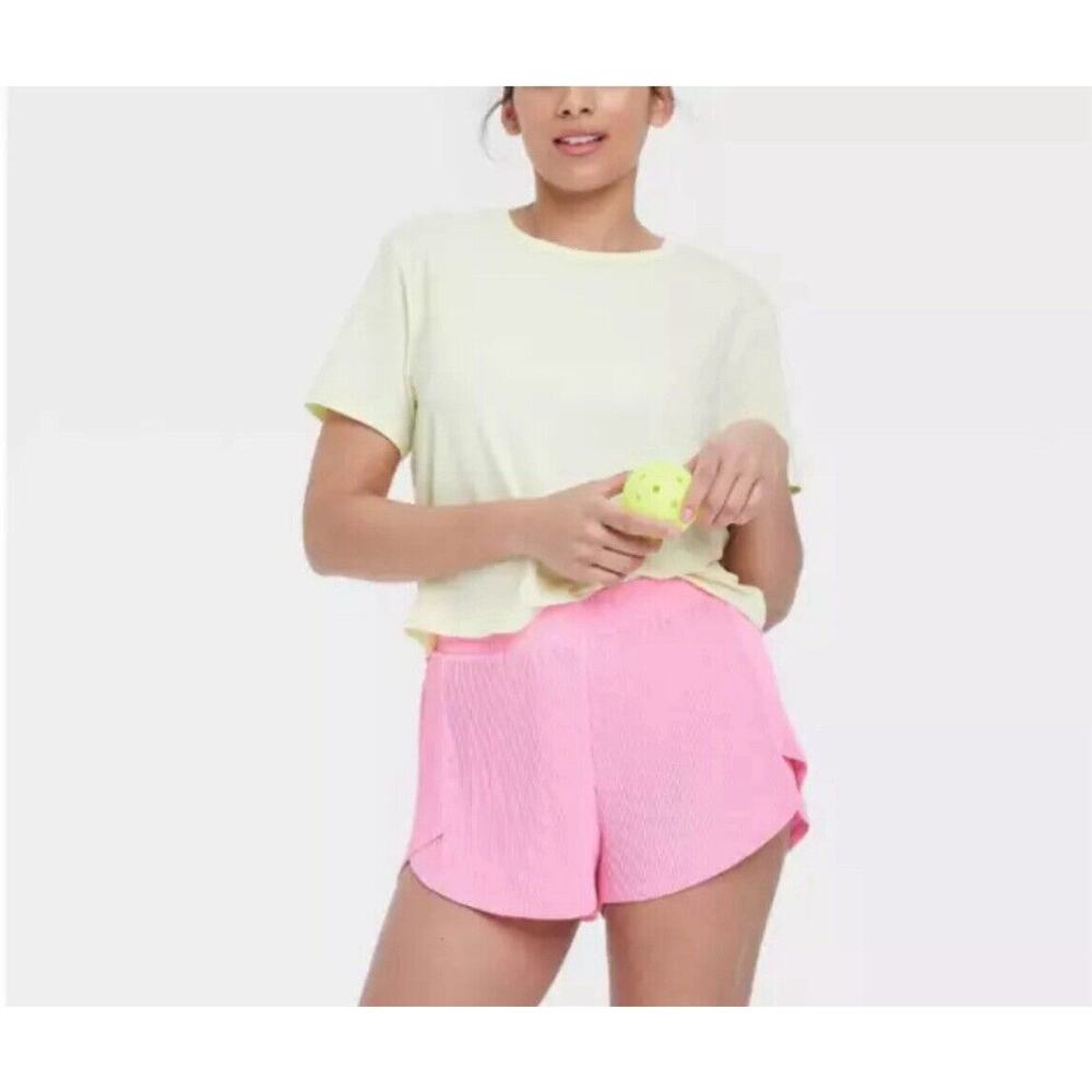 All In Motion Women's Mid-Rise Micro-Pleated Shorts 2.5" Pink Size XXL NWT